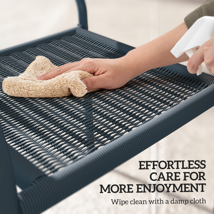Outsunny Garden Chairs Set of 4, Stackable & Rattan Effect, Dark Grey