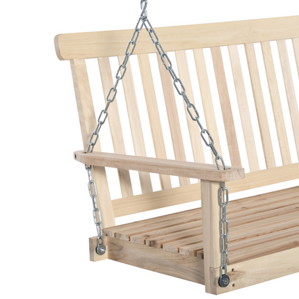 Wooden 2-Seater Poch Swing Chair Hanging Hammock Chains