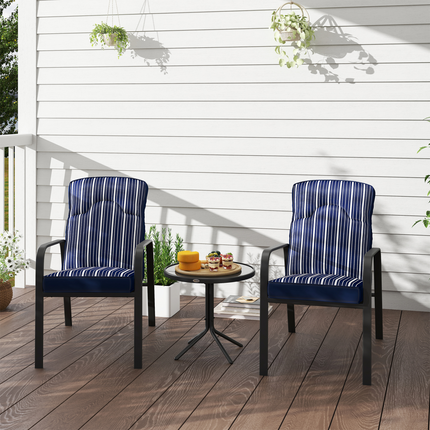 Outsunny 3-Piece Recliner Garden Chairs and Tempered Glass Table Set, Blue