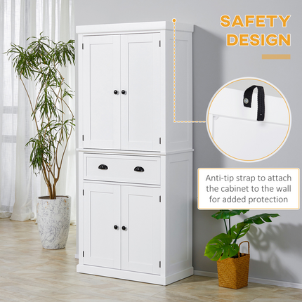 Colonial Style Kitchen Pantry Cabinet – MDF Freestanding Storage, White