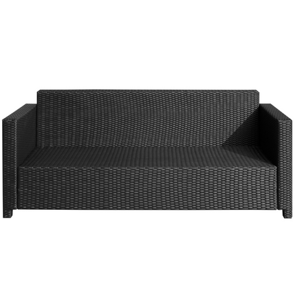 3 Seater Rattan Garden Sofa Black Outdoor Patio Wicker Weave Furniture Chair