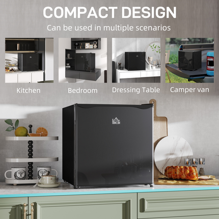 HOMCOM 46L Counter Top Fridge with Chiller Box Mini Fridge for Bedrooms Black
