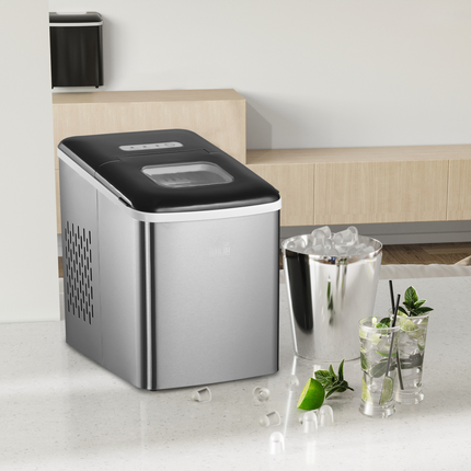 HOMCOM Portable Ice Maker – Countertop Ice Cube Machine for Home, Black