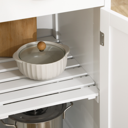 Kitchen Trolley Utility Cart on Wheels with Wine Rack, Drawer, Open Shelf White
