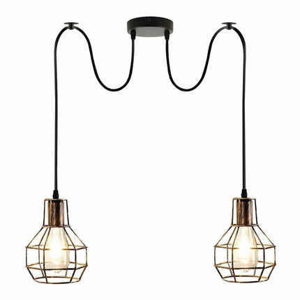 Retro Industrial 2-Way Ceiling Pendant Light – Indoor Hanging Chandelier