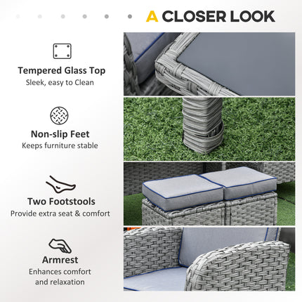 6 PCS Patio Rattan Dining Table Sets All Weather PE Wicker Sofa Furniture Set