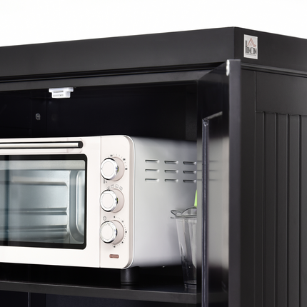 Freestanding Kitchen Storage Cabinet – Drawers, Shelves, Cupboards, Black