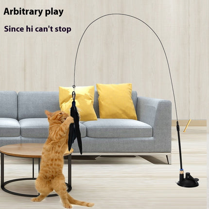 Cat Teaser Toy with Bell, Feather & Suction Cup – Bite-Resistant Interactive Play