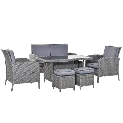 6 PCS Patio Rattan Dining Table Sets All Weather PE Wicker Sofa Furniture Set