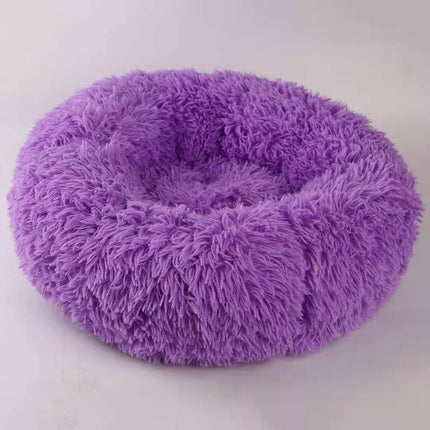 Round Plush Pet Kennel – Thick Soft Bed for Cats and Small Dogs
