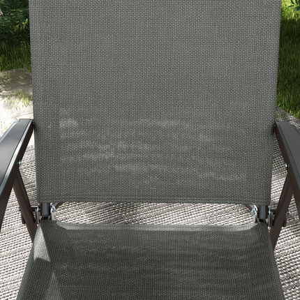 Outsunny Folding Chairs Set with Armrest, Breathable Mesh Fabric Seat, Dark Grey