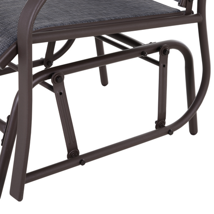 Steel Frame Set-of-2 Glider Rocking Chair w/ Table Set Grey