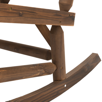 2-Seater Rocking Bench Wood Frame Curved Dark Stain Brown