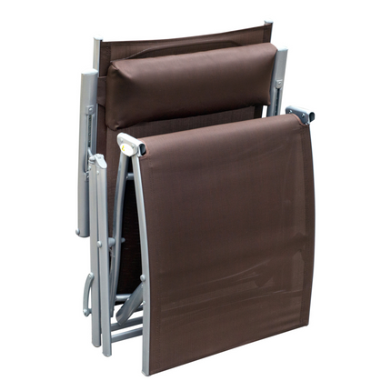 Outsunny Sun Lounger Recliner w/ Pillow Foldable 7 Levels Texteline Brown