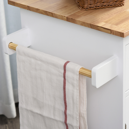 Kitchen Island Storage Unit – Rubber Wood Top & 3-Tier Spice Rack