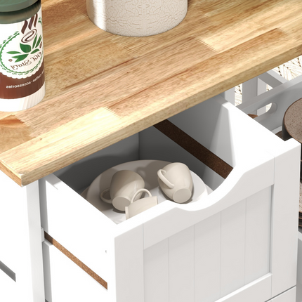 HOMCOM Rolling Kitchen Island Cart – Compact Bar Serving Trolley, White