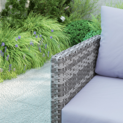 Outsunny Sectional Outdoor Furniture with Glass Top Table, Light Grey