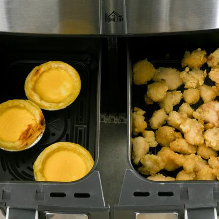 HOMCOM Dual Air Fryer 8L 2400W – 10-in-1 Oil-Free with Sync Cook & Timer