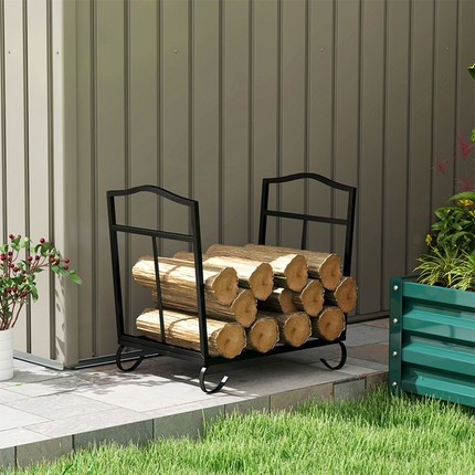 Firewood Log Rack Log Holder Wood Storage Rack with Scrolls Foldable In Outdoors