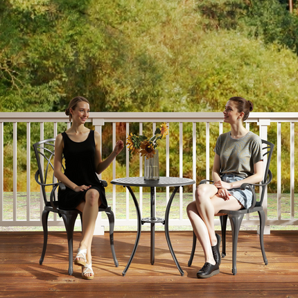 Cast Aluminium 2-Seater Outdoor Garden Table & Chair Set Brown