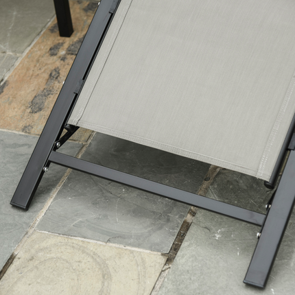 3 Pieces Lounge Chair Set Garden Sunbathing Chair w/ Table Grey Outsunny