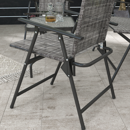 Outsunny Patio Furniture Set, Garden Set with Table, Foldable Chairs, a Loveseat