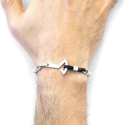 Coal Black Frigate Silver & Leather Bracelet