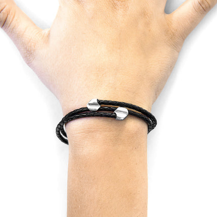 Coal Black Conway Silver & Leather Bracelet