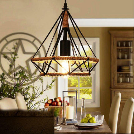 3-Light Cluster Pendant Lamp – Industrial Cage Design