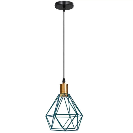 Modern Pendant Light – Diamond Cage Design – Geometric Wire Fitting