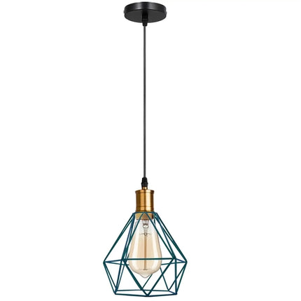 Modern Pendant Light – Diamond Cage Design – Geometric Wire Fitting