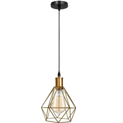 Modern Pendant Light – Diamond Cage Design – Geometric Wire Fitting