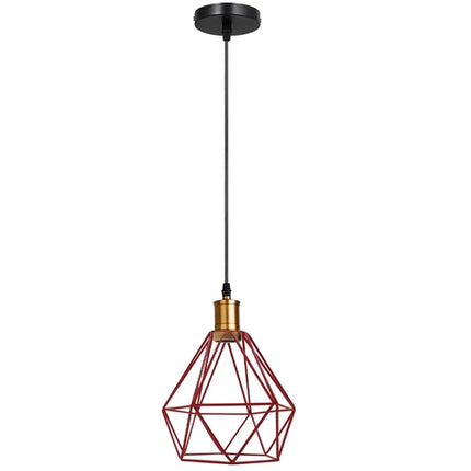 Modern Pendant Light – Diamond Cage Design – Geometric Wire Fitting