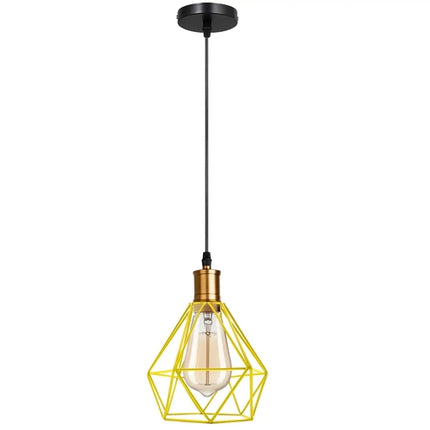 Modern Pendant Light – Diamond Cage Design – Geometric Wire Fitting