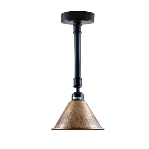 Brushed Copper Retro Ceiling Lamp – Industrial Metal Lampshade