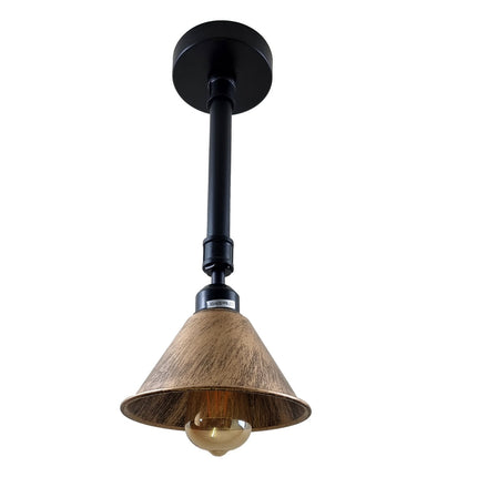 Brushed Copper Retro Ceiling Lamp – Industrial Metal Lampshade