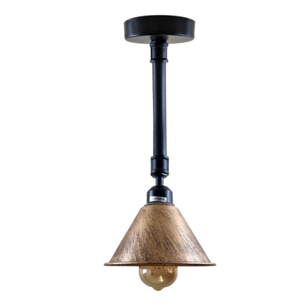 Brushed Copper Retro Ceiling Lamp – Industrial Metal Lampshade