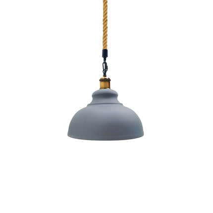 Grey Industrial Pendant Light – Modern Hemp Hanging Retro Lamp