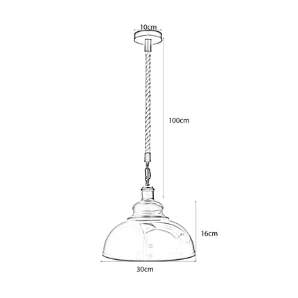Grey Industrial Pendant Light – Modern Hemp Hanging Retro Lamp