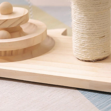 Cat Scratching Post with Tree Design and Attached Toy – Interactive Play Tower