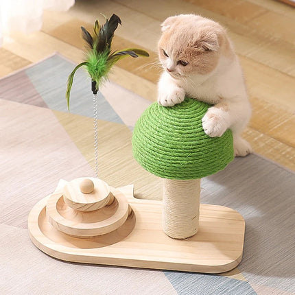 Cat Scratching Post with Tree Design and Attached Toy – Interactive Play Tower
