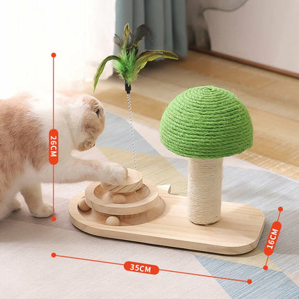 Cat Scratching Post with Tree Design and Attached Toy – Interactive Play Tower