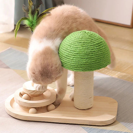 Cat Scratching Post with Tree Design and Attached Toy – Interactive Play Tower