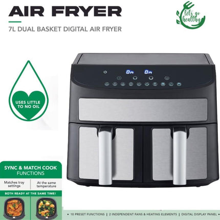 Domestic King 7L Digital Dual Basket 2400W Air Fryer- DK18094