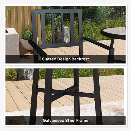 Outsunny 3 Piece Patio Bistro Set with Plastic Top, 2 Stackable Chairs, Grey