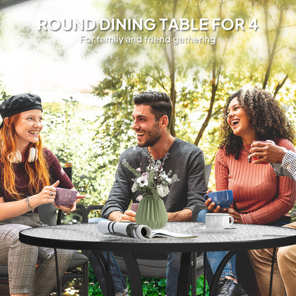 Outsunny Outdoor Dining Table with Parasol Hole, Round, 96.5 x 96.5 x 71 cm