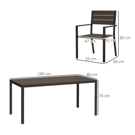 Outsunny 7 Piece Garden Furniture Set with Table and 6 Stackable Chairs