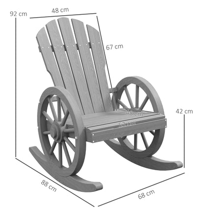 Outsunny Adirondack Rocking Chair Porch Poolside Garden Lounging Grey