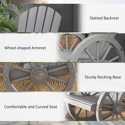 Outsunny Adirondack Rocking Chair Porch Poolside Garden Lounging Grey