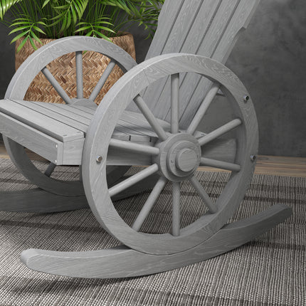 Outsunny Adirondack Rocking Chair Porch Poolside Garden Lounging Grey